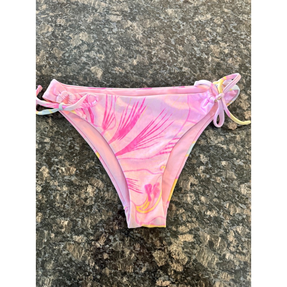 Oceanus Swimwear Pink Tropical Floral Side Tie Bikini Bottoms Made in Italy S